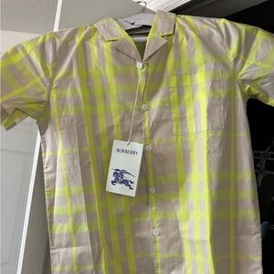Burberry Tan and Yellow Casual Button Down Shirt